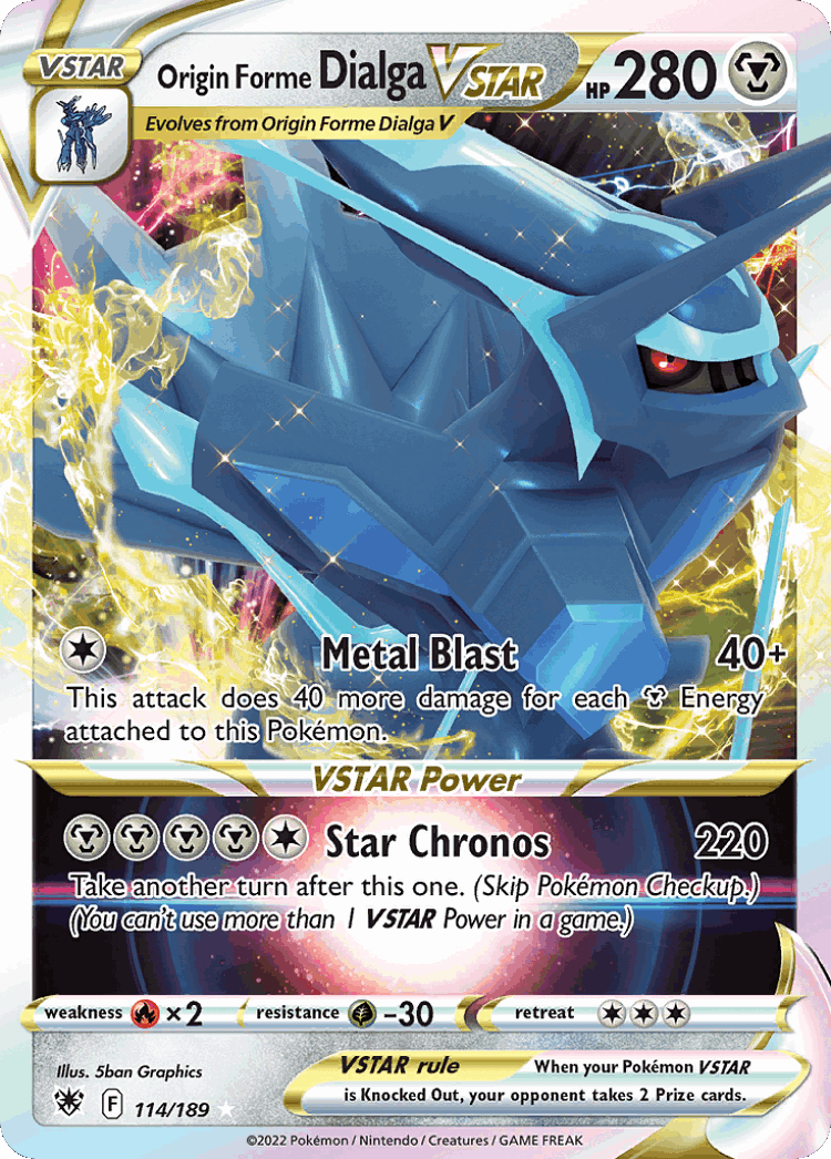 Origin Forme Dialga VSTAR #114 from Astral Radiance - Rare Holo VSTAR - Illustrated by 5ban Graphics
