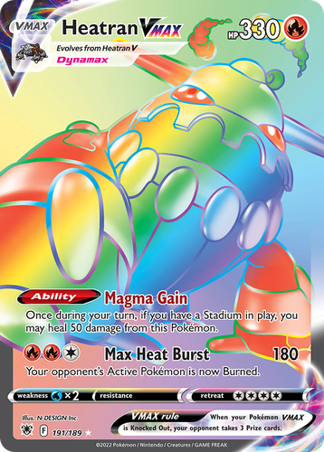 Heatran VMAX #191 from Astral Radiance - Rare Rainbow - Illustrated by N-DESIGN Inc.