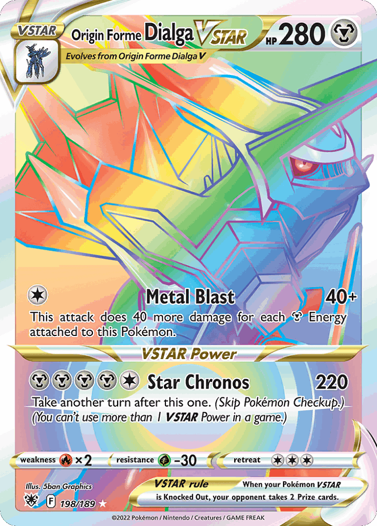 Origin Forme Dialga VSTAR #198 from Astral Radiance - Rare Rainbow - Illustrated by 5ban Graphics