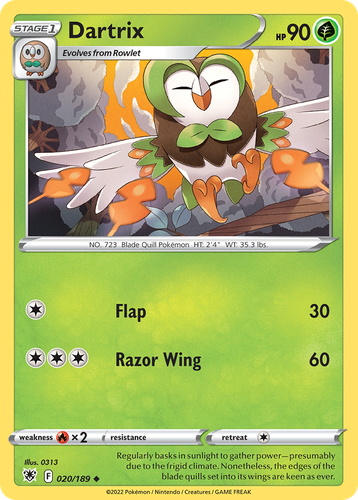 Dartrix Pokémon TCG card art