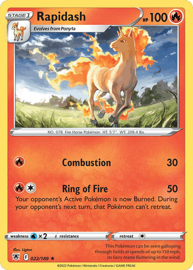 Rapidash #22 from Astral Radiance - Rare - Illustrated by Ligton