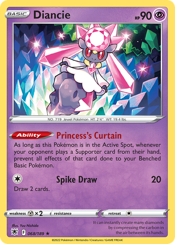Diancie #68 from Astral Radiance - Rare Holo - Illustrated by Yuu Nishida