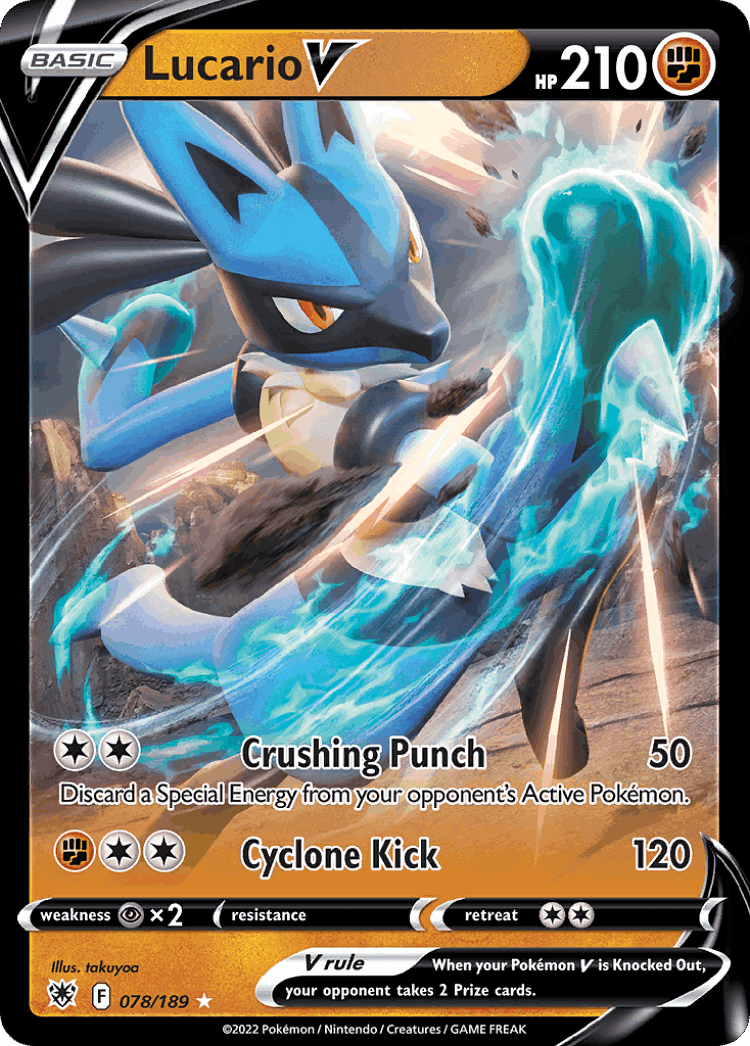 Lucario V #78 from Astral Radiance - Rare Holo V - Illustrated by takuyoa