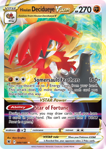 Hisuian Decidueye VSTAR #84 from Astral Radiance - Rare Holo VSTAR - Illustrated by 5ban Graphics
