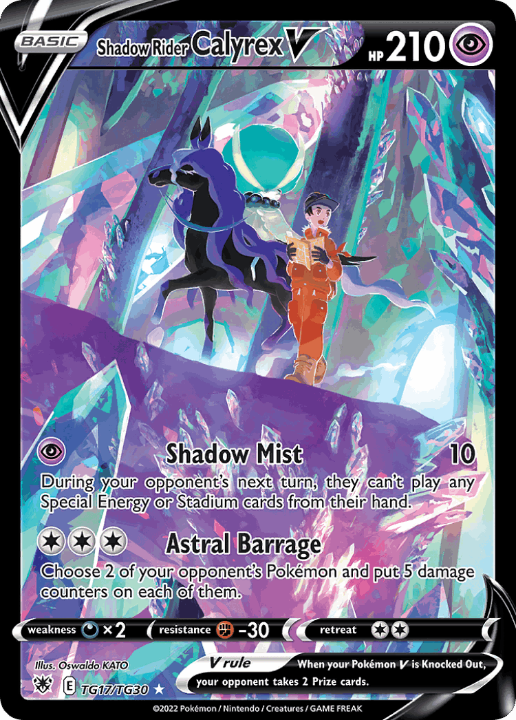 Shadow Rider Calyrex V #17 from Astral Radiance Trainer Gallery - Rare Holo V - Illustrated by Oswaldo KATO