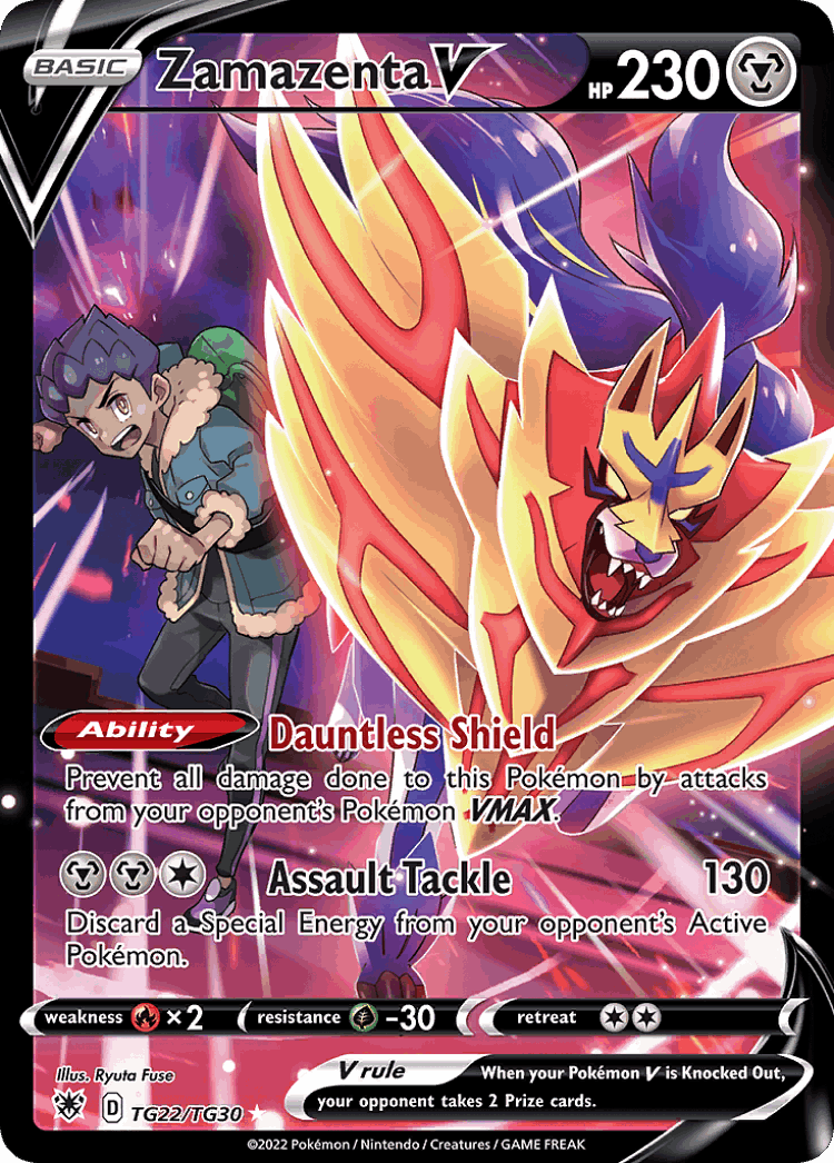 Zamazenta V #22 from Astral Radiance Trainer Gallery - Rare Holo V - Illustrated by Ryuta Fuse