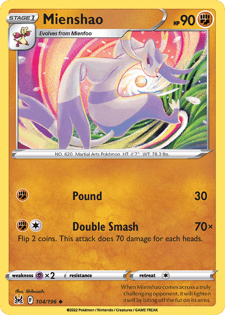 Mienshao #104 from Lost Origin - Uncommon - Illustrated by Shibuzoh.