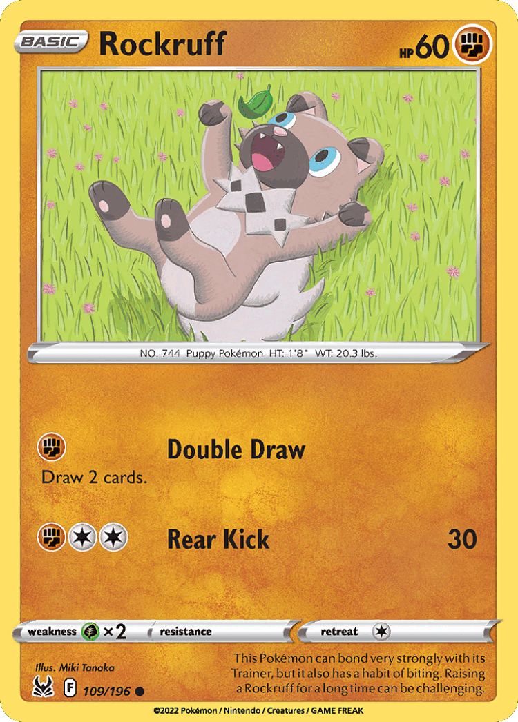 Rockruff #109 from Lost Origin - Common - Illustrated by Miki Tanaka