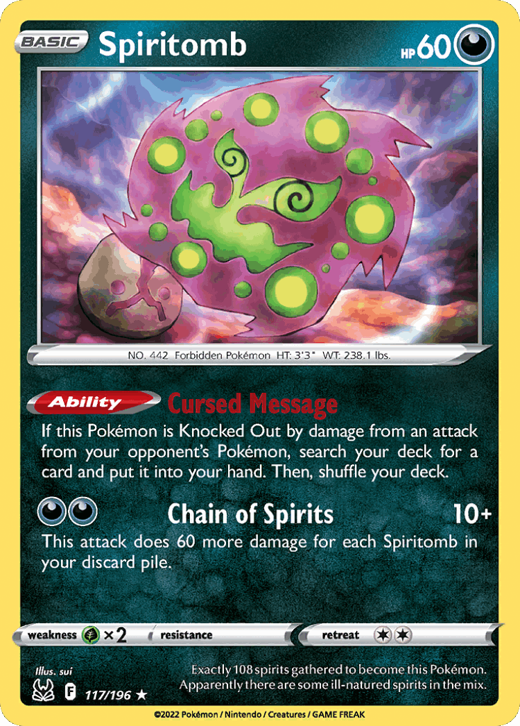 Spiritomb #117 from Lost Origin - Rare - Illustrated by sui