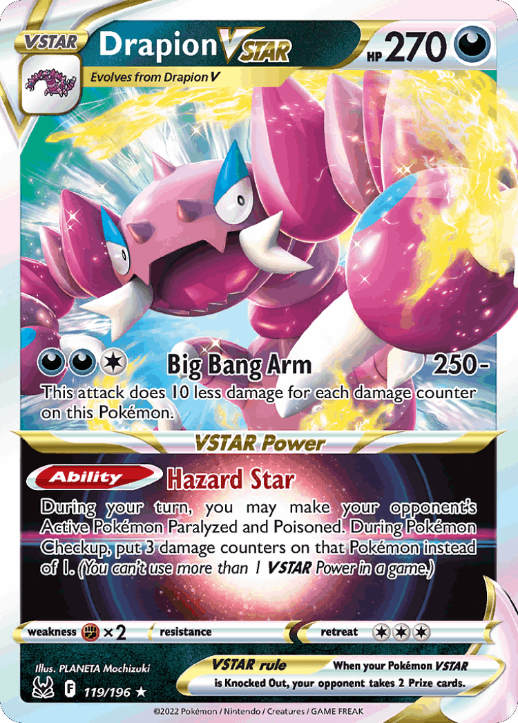 Drapion VSTAR #119 from Lost Origin - Rare Holo VSTAR - Illustrated by PLANETA Mochizuki