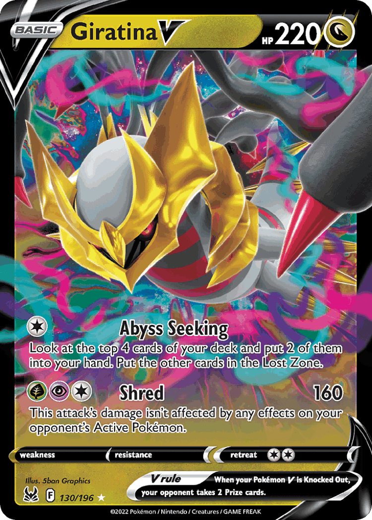 Giratina V #130 from Lost Origin - Rare Holo V - Illustrated by 5ban Graphics