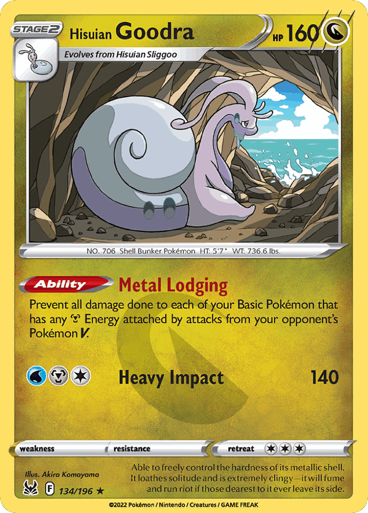 Hisuian Goodra #134 from Lost Origin - Rare Holo - Illustrated by Akira Komayama