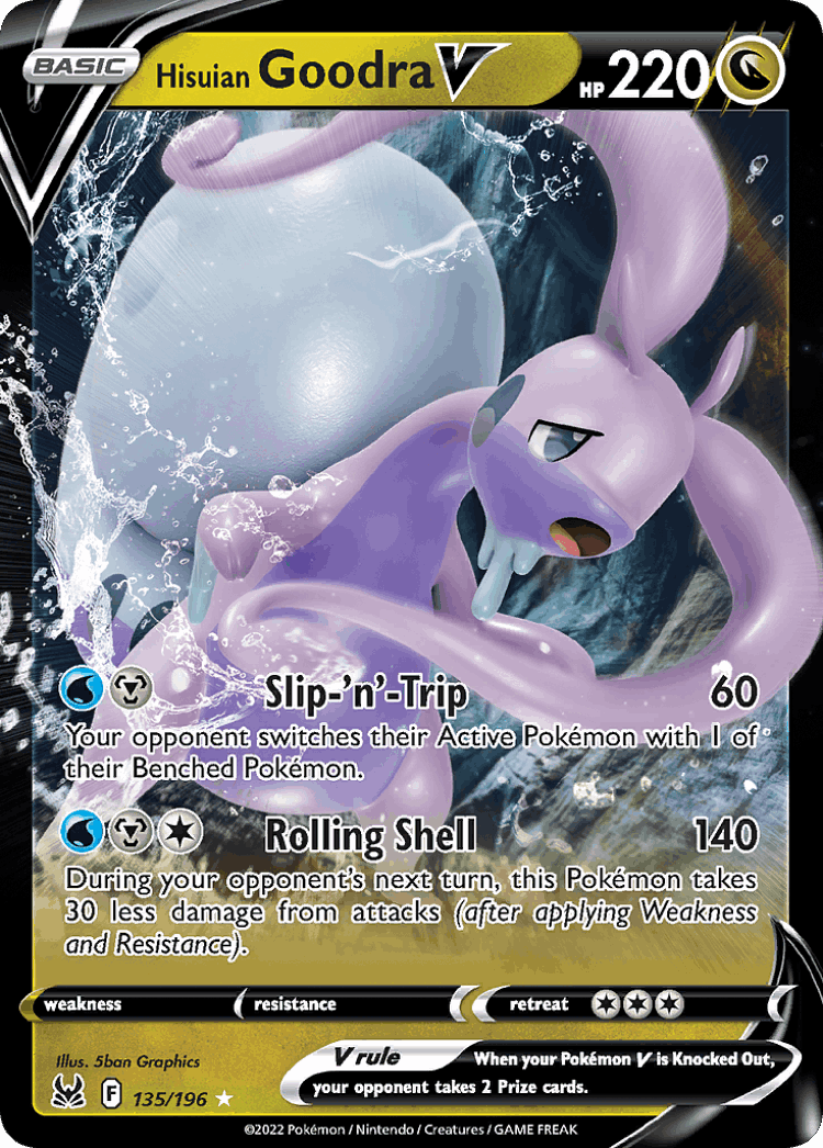 Hisuian Goodra V #135 from Lost Origin - Rare Holo V - Illustrated by 5ban Graphics