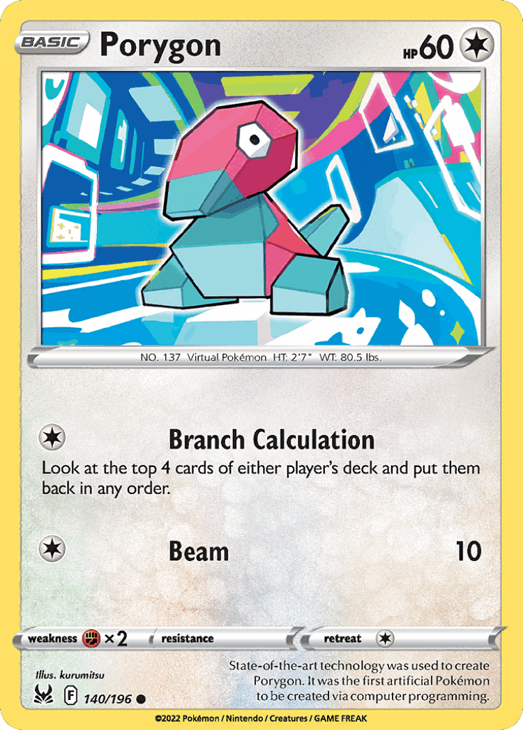 Porygon #140 from Lost Origin - Common - Illustrated by kurumitsu