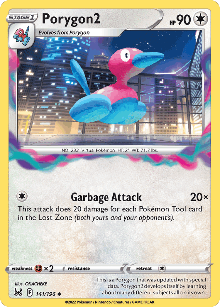 Porygon2 #141 from Lost Origin - Uncommon - Illustrated by OKACHEKE
