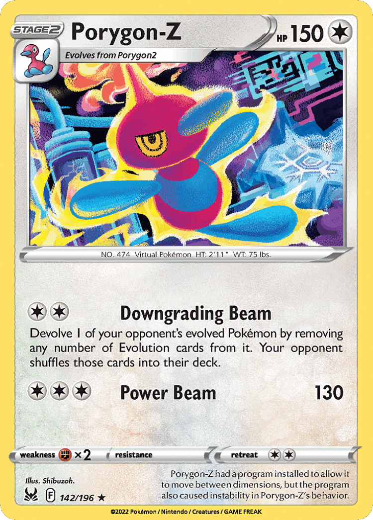 Porygon-Z #142 from Lost Origin - Rare - Illustrated by Shibuzoh.