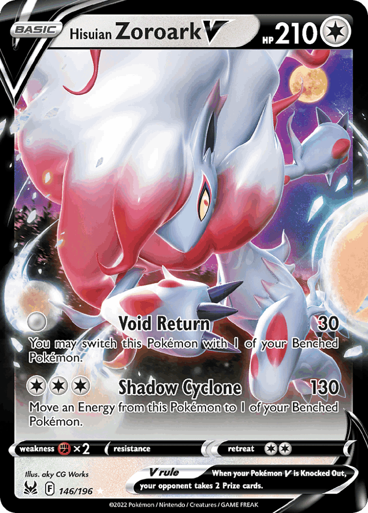 Hisuian Zoroark V #146 from Lost Origin - Rare Holo V - Illustrated by aky CG Works