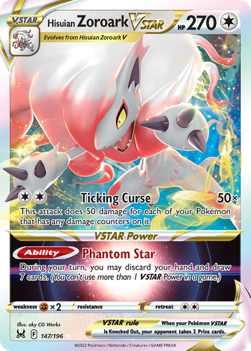 Hisuian Zoroark VSTAR #147 from Lost Origin - Rare Holo VSTAR - Illustrated by aky CG Works