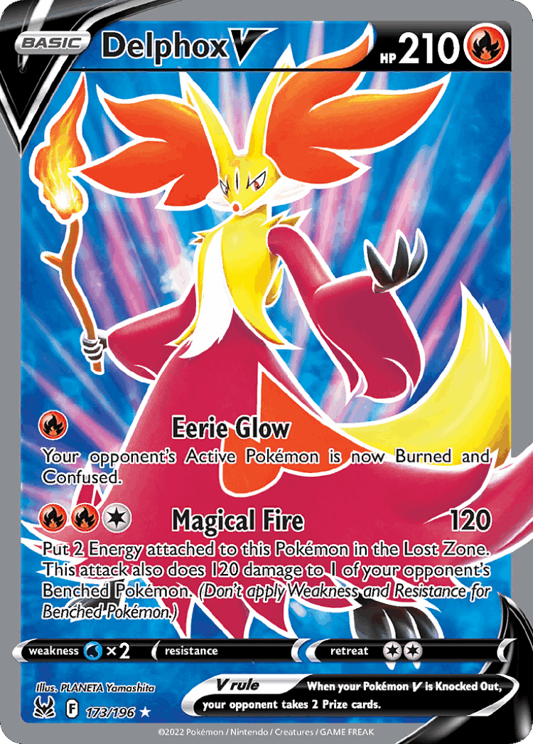 Delphox V #173 from Lost Origin - Rare Ultra - Illustrated by PLANETA Yamashita