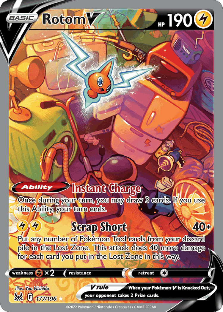 Rotom V #177 from Lost Origin - Rare Ultra - Illustrated by Yuu Nishida