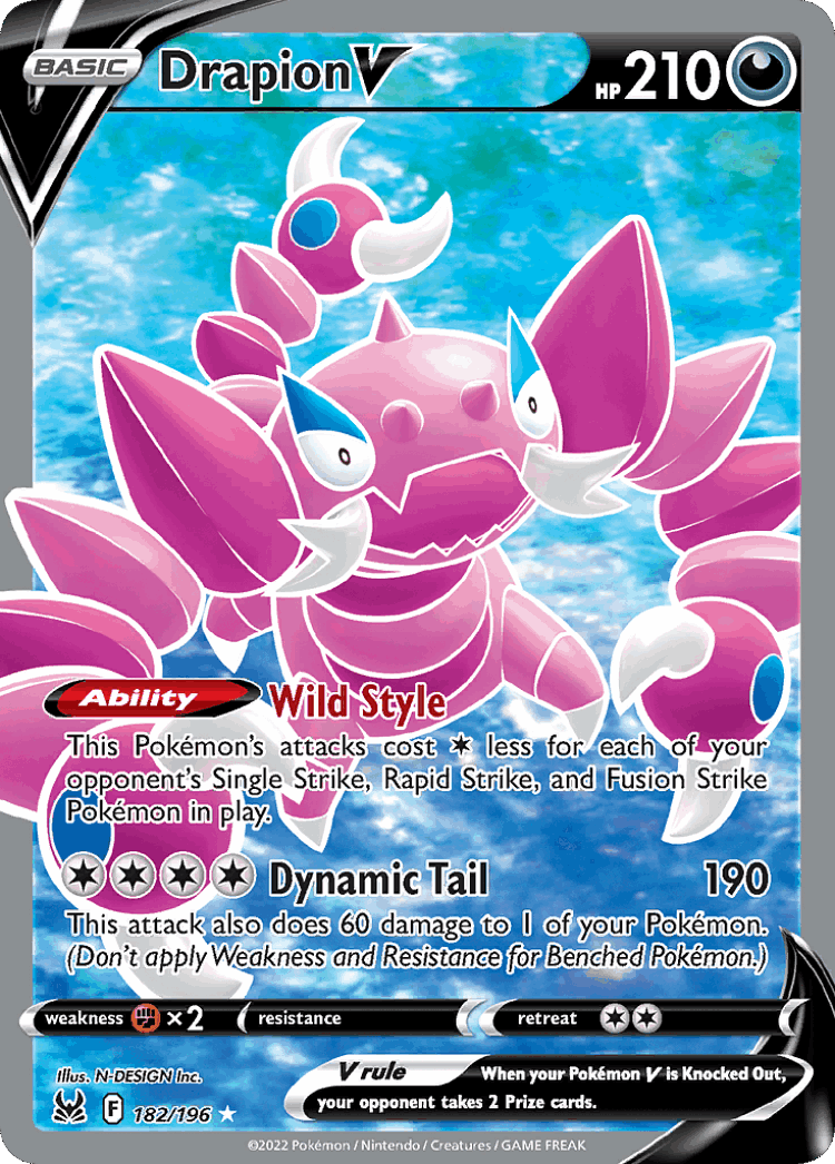 Drapion V #182 from Lost Origin - Rare Ultra - Illustrated by N-DESIGN Inc.