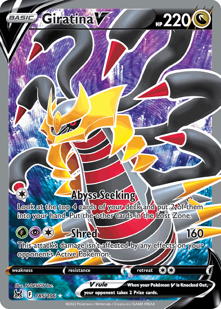 Giratina V #185 from Lost Origin - Rare Ultra - Illustrated by N-DESIGN Inc.