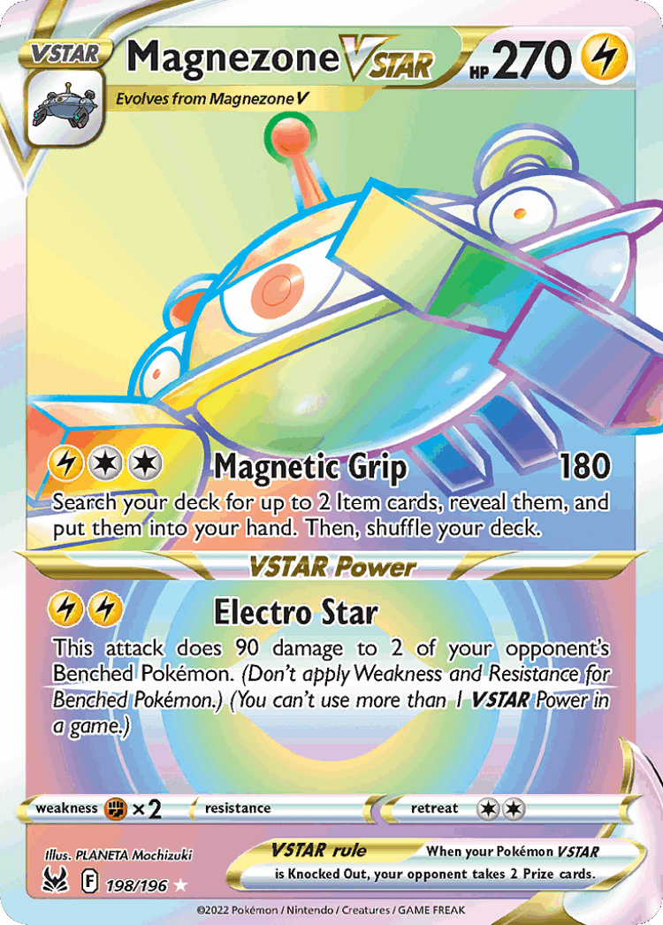 Magnezone VSTAR #198 from Lost Origin - Rare Rainbow - Illustrated by PLANETA Mochizuki