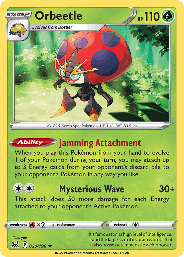 Orbeetle #20 from Lost Origin - Rare Holo - Illustrated by yuu