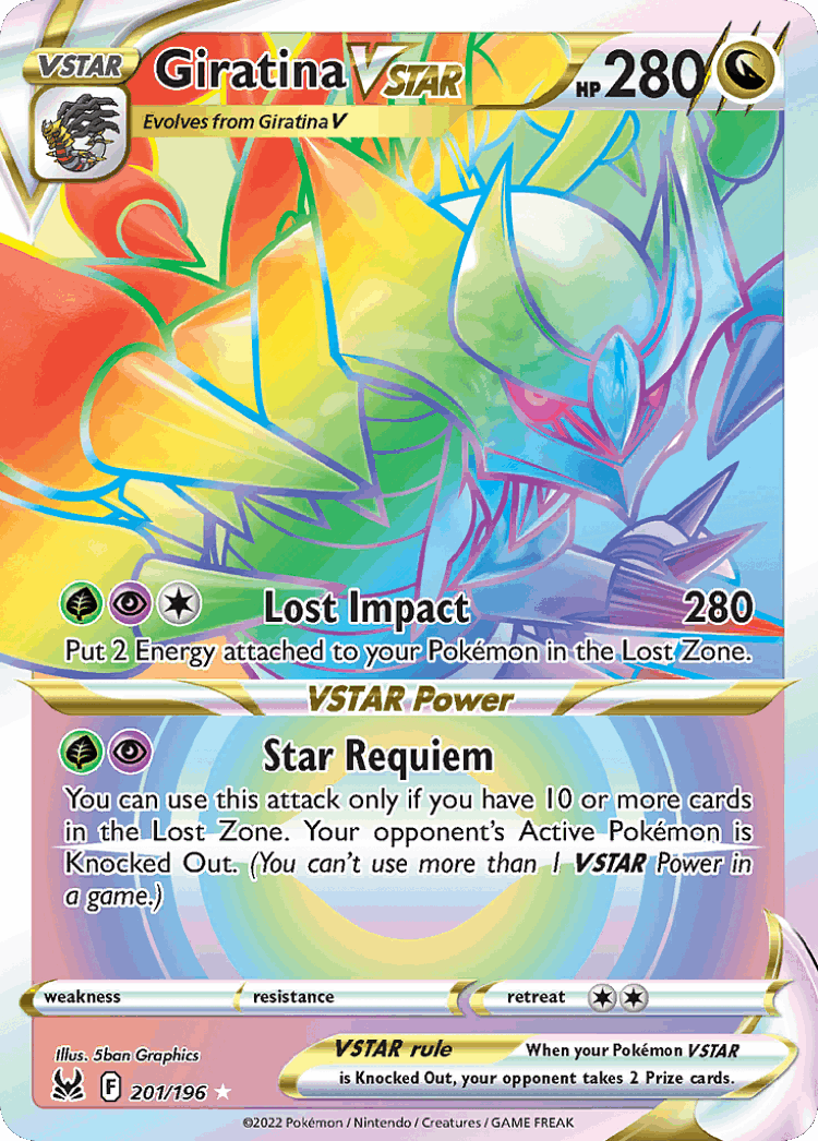 Giratina VSTAR #201 from Lost Origin - Rare Rainbow - Illustrated by 5ban Graphics