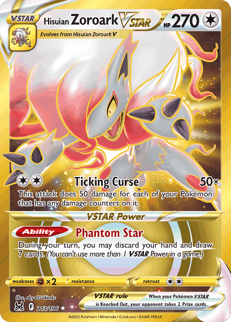 Hisuian Zoroark VSTAR #213 from Lost Origin - Rare Secret - Illustrated by aky CG Works