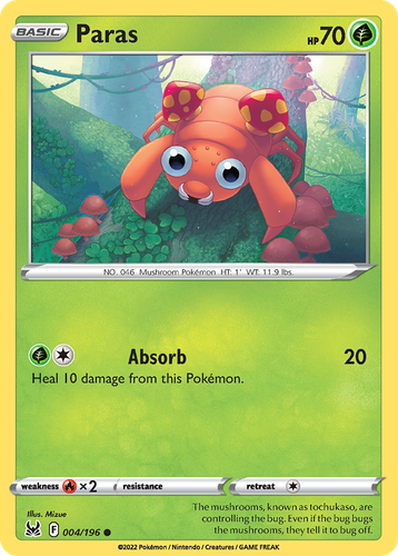 Paras Pokémon TCG card art