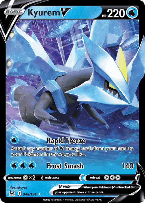 Kyurem V #48 from Lost Origin - Rare Holo V - Illustrated by takuyoa