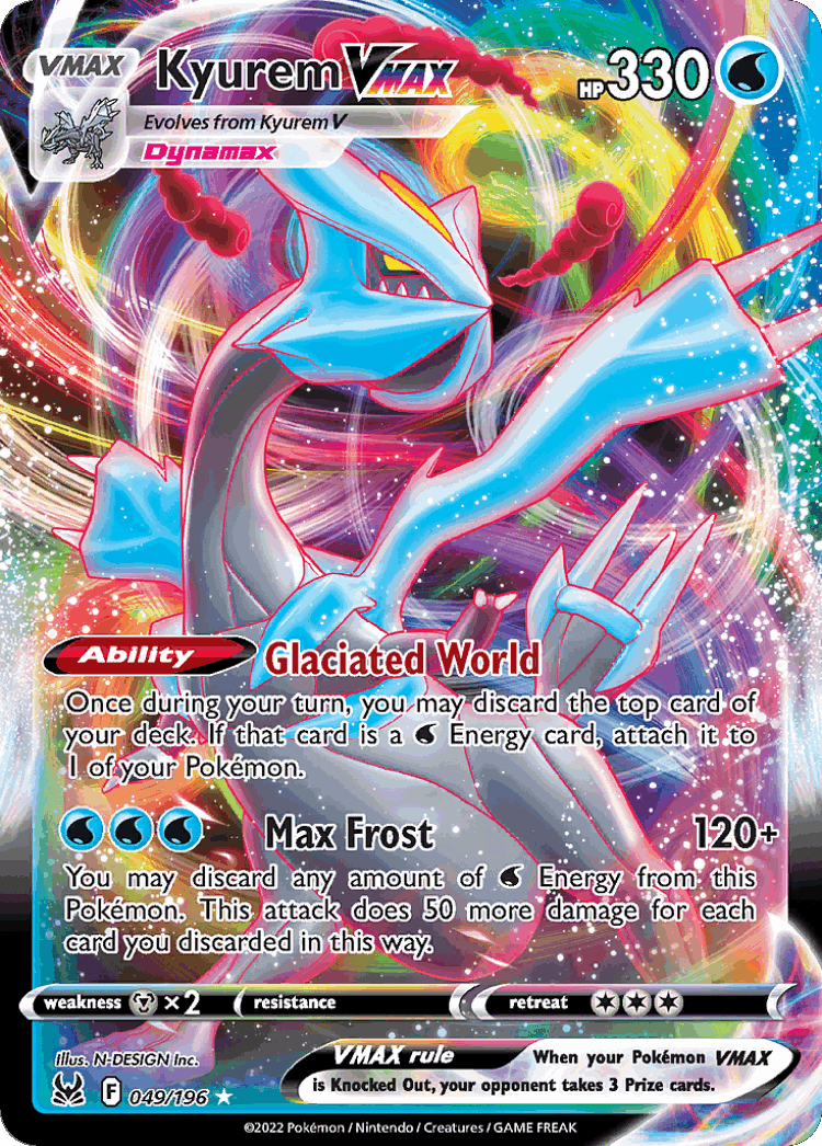 Kyurem VMAX #49 from Lost Origin - Rare Holo VMAX - Illustrated by N-DESIGN Inc.