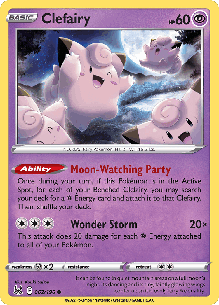 Clefairy #62 from Lost Origin - Common - Illustrated by Kouki Saitou