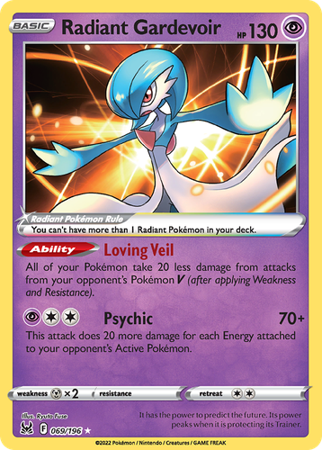 Radiant Gardevoir #69 from Lost Origin - Radiant Rare - Illustrated by Ryuta Fuse