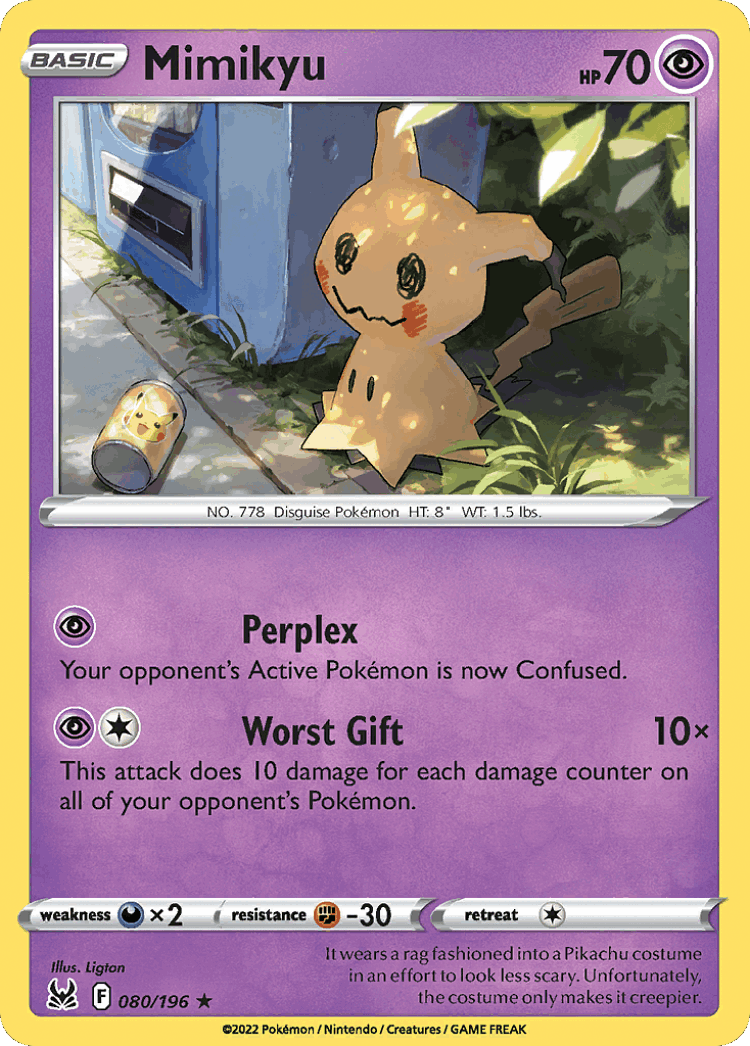Mimikyu #80 from Lost Origin - Rare - Illustrated by Ligton