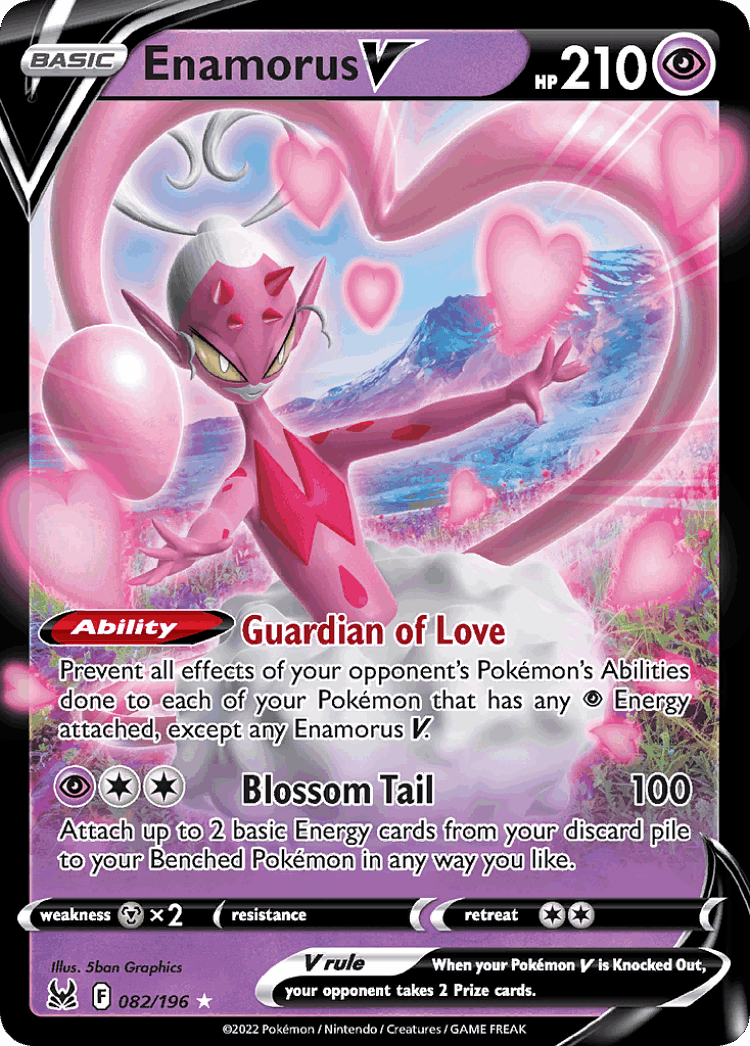 Enamorus V #82 from Lost Origin - Rare Holo V - Illustrated by 5ban Graphics
