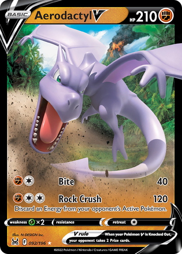 Aerodactyl V #92 from Lost Origin - Rare Holo V - Illustrated by N-DESIGN Inc.