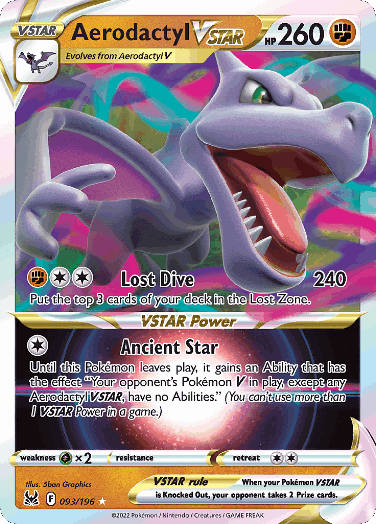 Aerodactyl VSTAR #93 from Lost Origin - Rare Holo VSTAR - Illustrated by 5ban Graphics