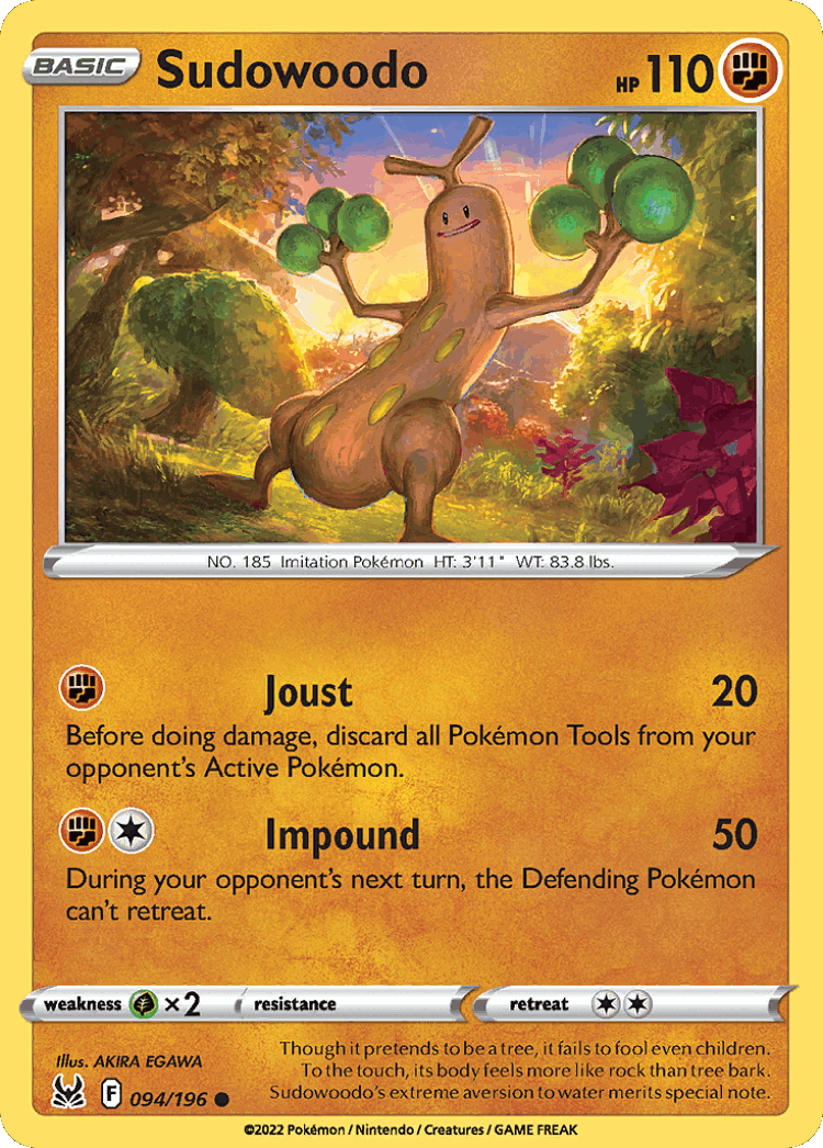 Sudowoodo #94 from Lost Origin - Common - Illustrated by AKIRA EGAWA