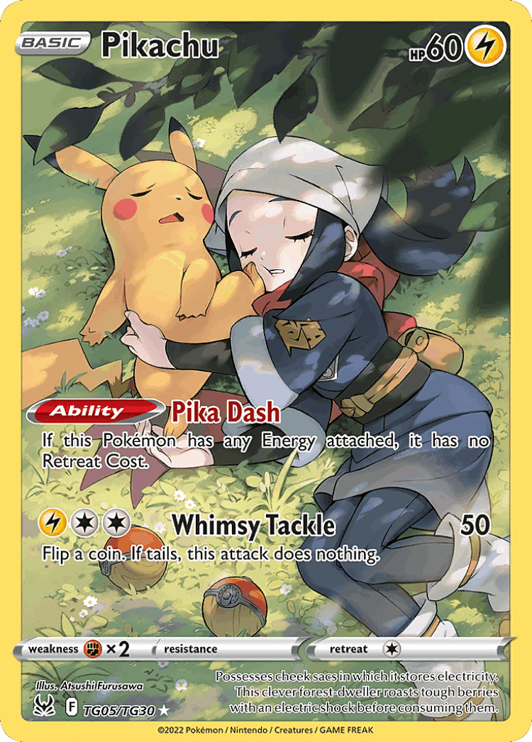 Pikachu #5 from Lost Origin Trainer Gallery - Trainer Gallery Rare Holo - Illustrated by Atsushi Furusawa