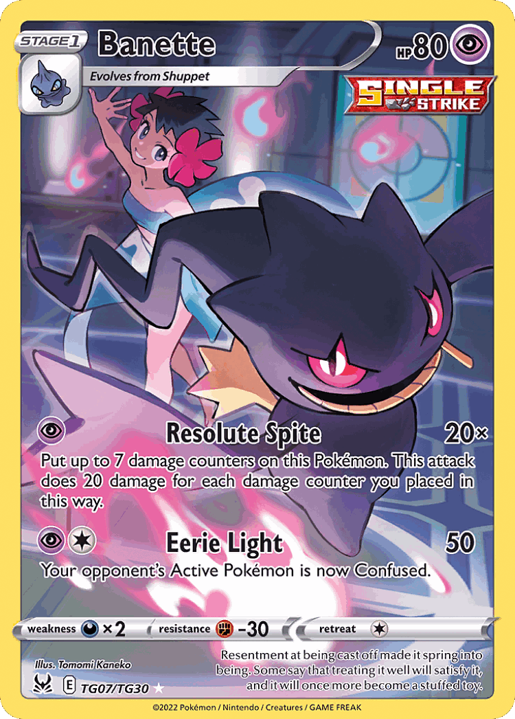 Banette #7 from Lost Origin Trainer Gallery - Trainer Gallery Rare Holo - Illustrated by Tomomi Kaneko