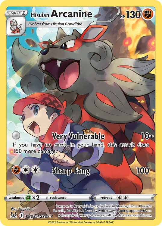 Hisuian Arcanine #8 from Lost Origin Trainer Gallery - Trainer Gallery Rare Holo - Illustrated by You Iribi