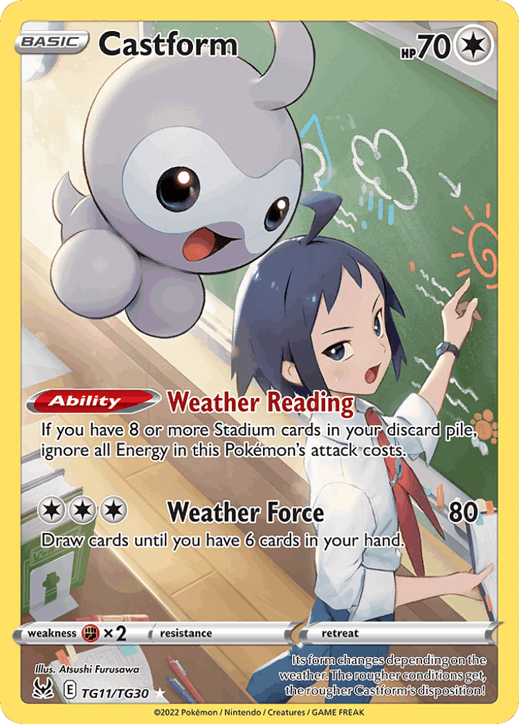 Castform #11 from Lost Origin Trainer Gallery - Trainer Gallery Rare Holo - Illustrated by Atsushi Furusawa
