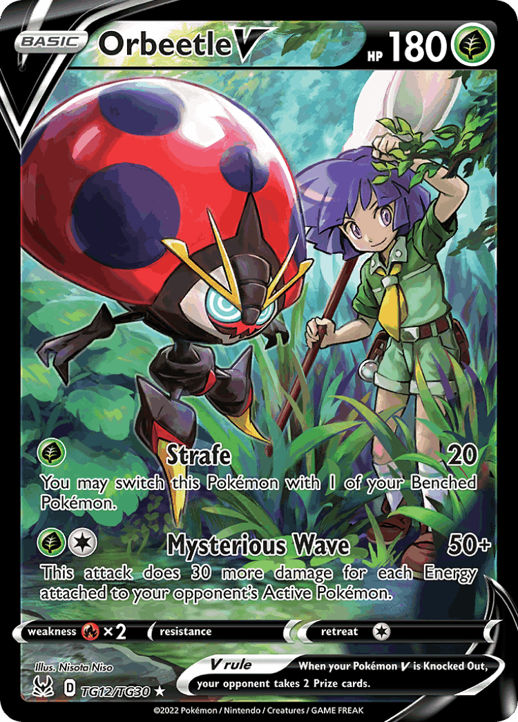 Orbeetle V #12 from Lost Origin Trainer Gallery - Rare Holo V - Illustrated by Nisota Niso