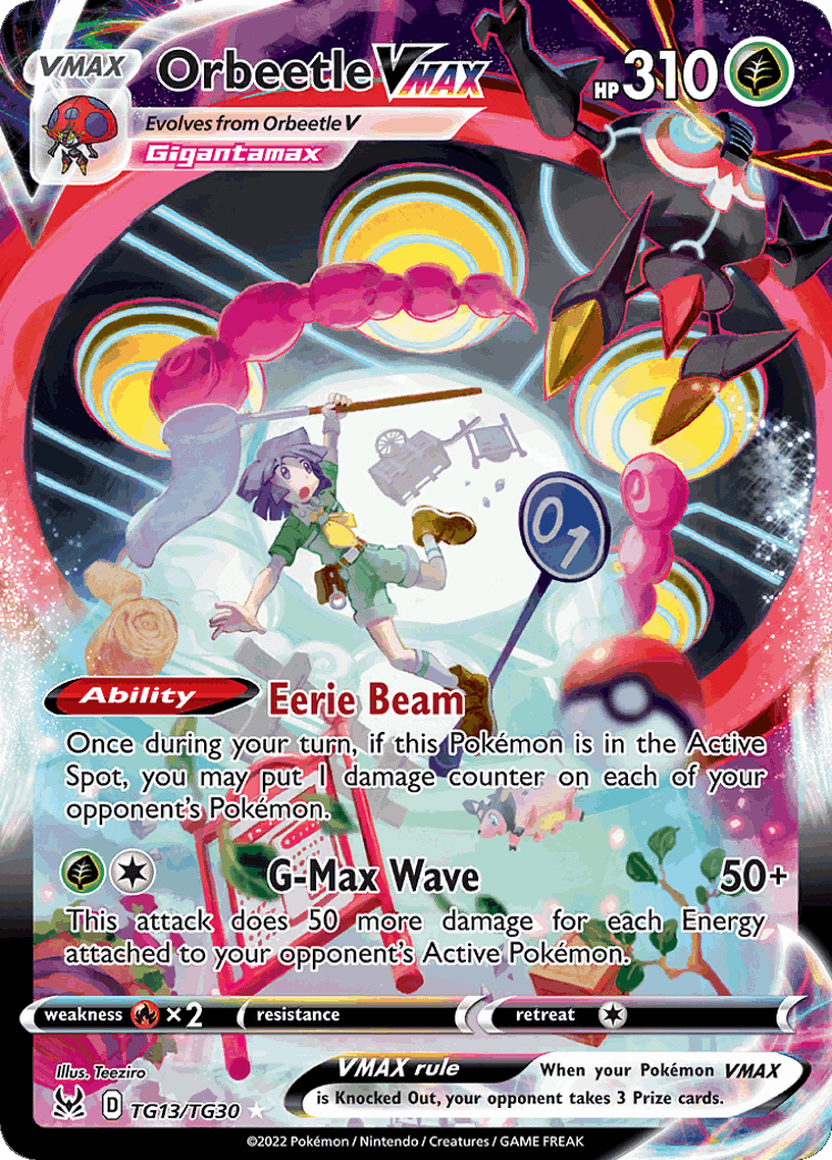 Orbeetle VMAX #13 from Lost Origin Trainer Gallery - Rare Holo VMAX - Illustrated by Teeziro