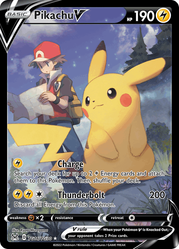 Pikachu V #16 from Lost Origin Trainer Gallery - Rare Holo V - Illustrated by Ryota Murayama