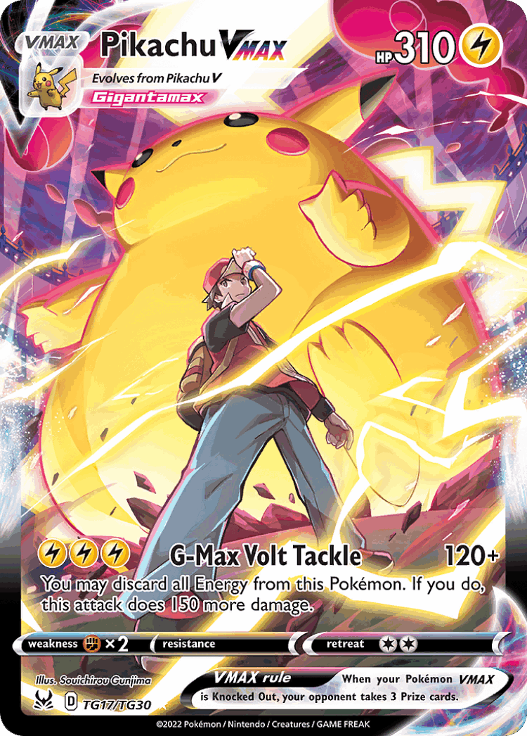 Pikachu VMAX #17 from Lost Origin Trainer Gallery - Rare Holo VMAX - Illustrated by Souichirou Gunjima