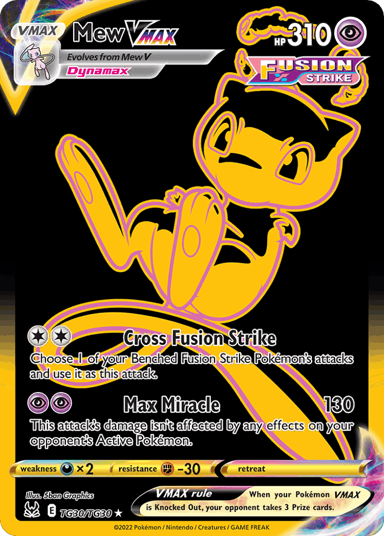 Mew VMAX #30 from Lost Origin Trainer Gallery - Rare Secret - Illustrated by 5ban Graphics