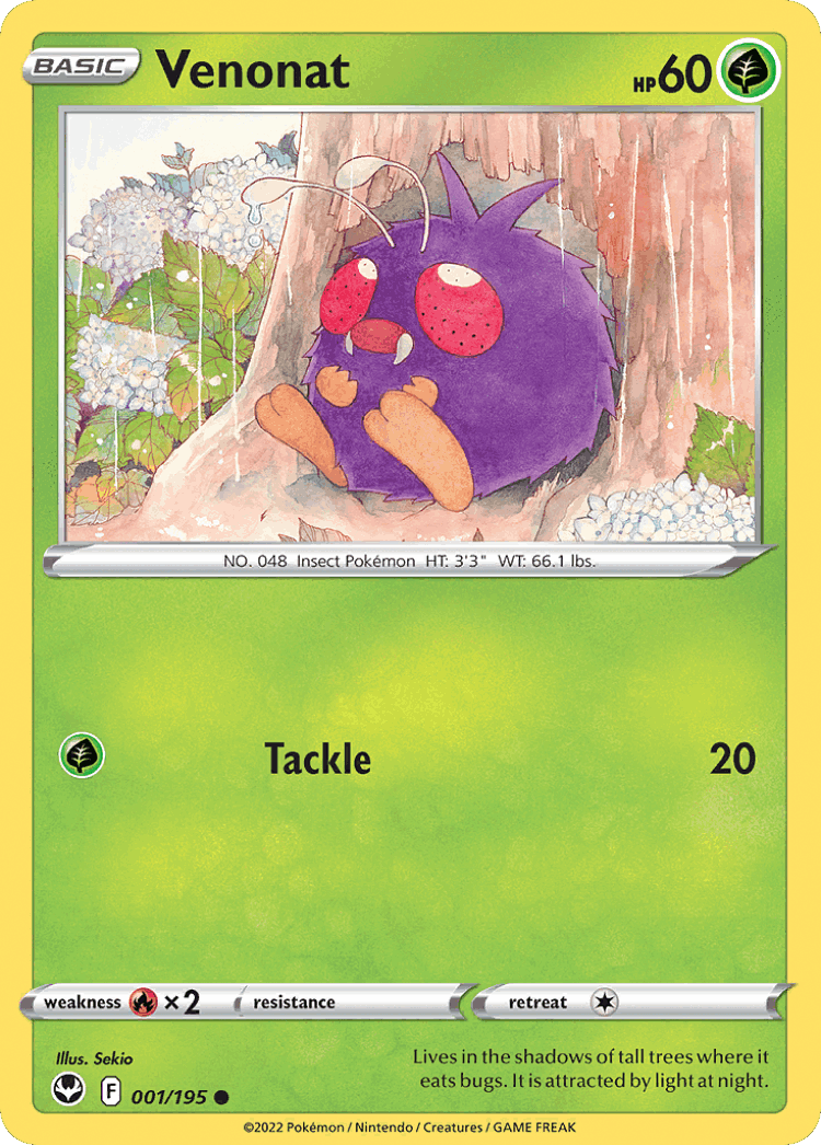 Venonat #1 from Silver Tempest - Common - Illustrated by Sekio